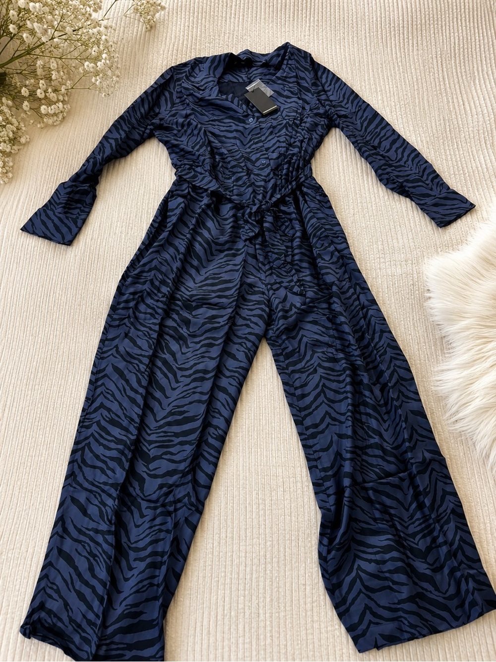 Rails Navy and Black Zebra-Print Jumpsuit